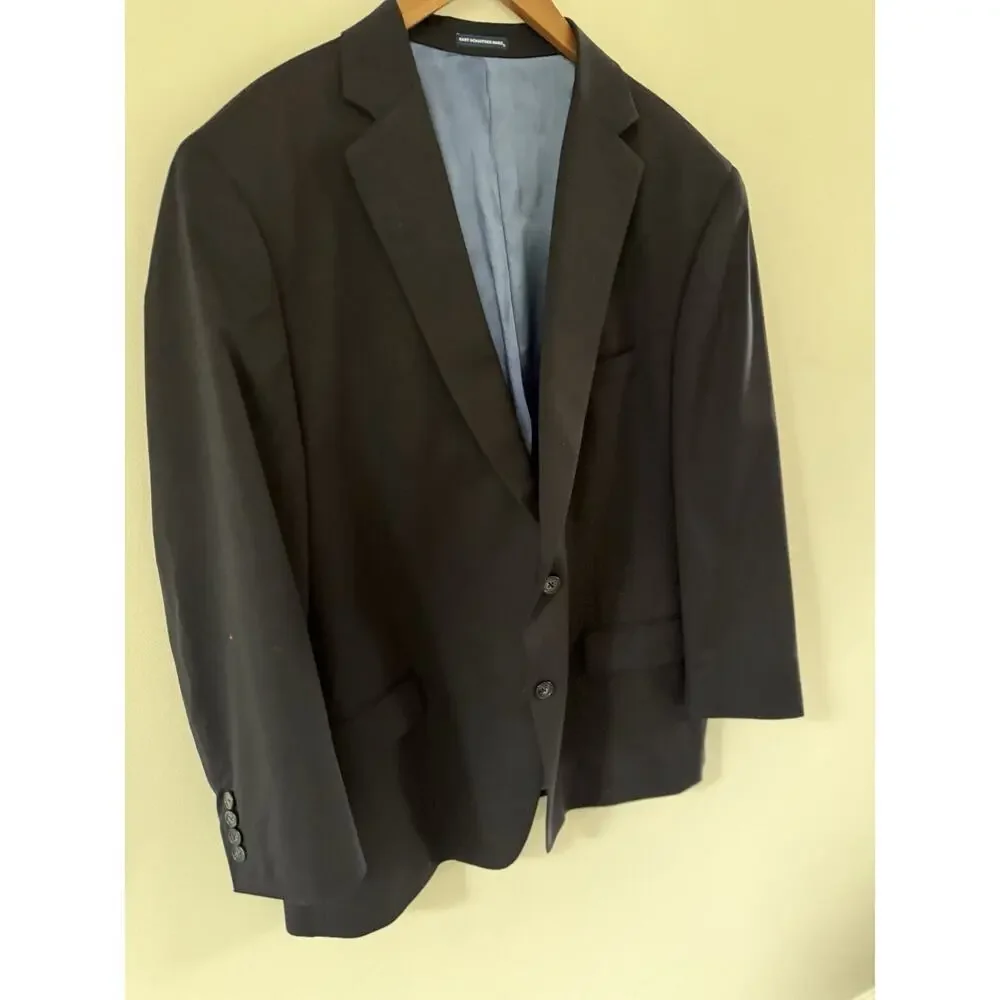 Hart Schaffner Marx Sport Coat Navy Blue Blazer Jacket Classic Single Breasted